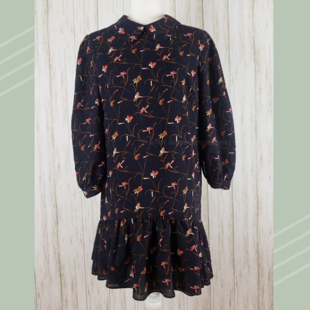 *NWOT*{Carolina Cavour} Navy Dress w/ Floral Print